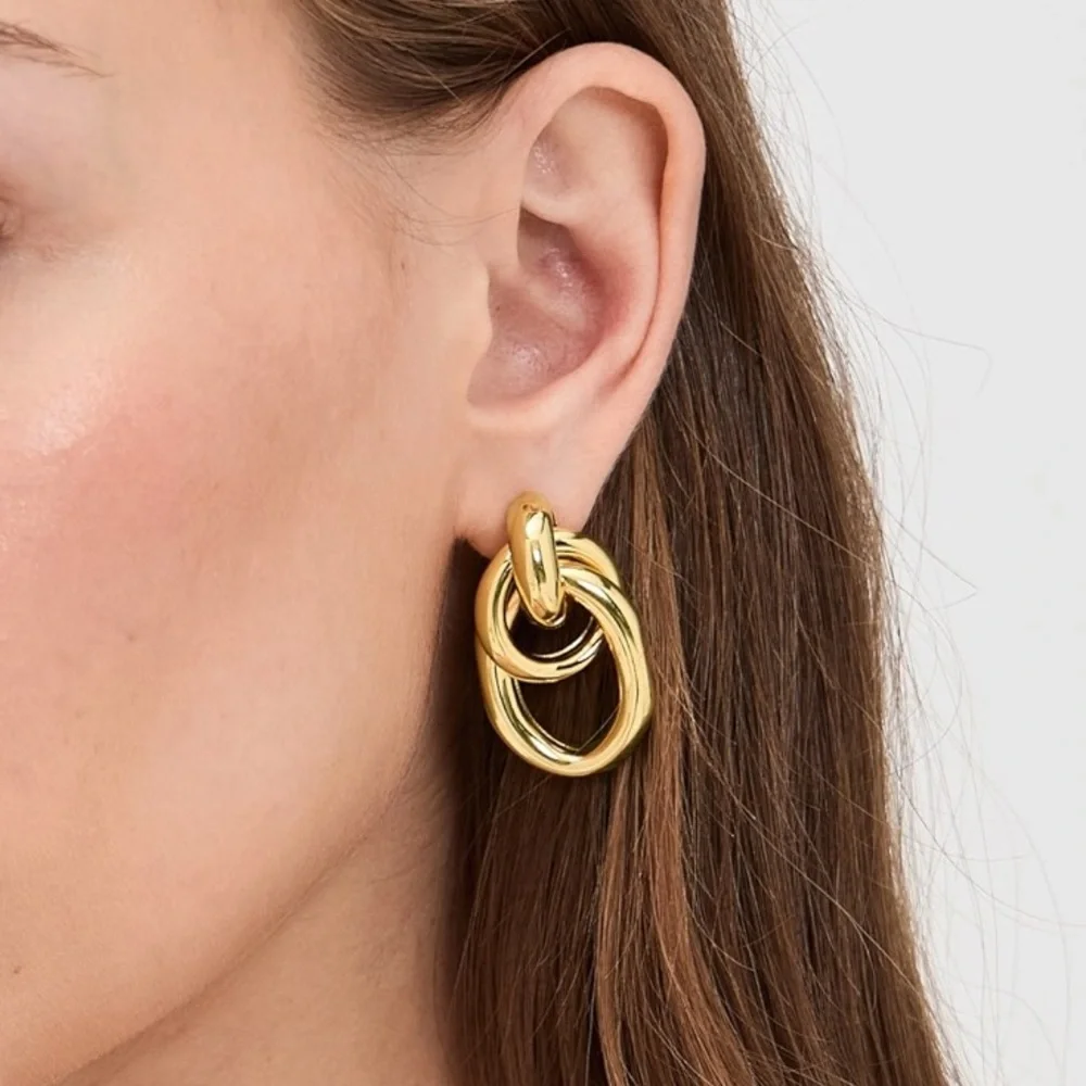 New! Anthropologie Martha Calvo Gold Loop Earrings NWOT